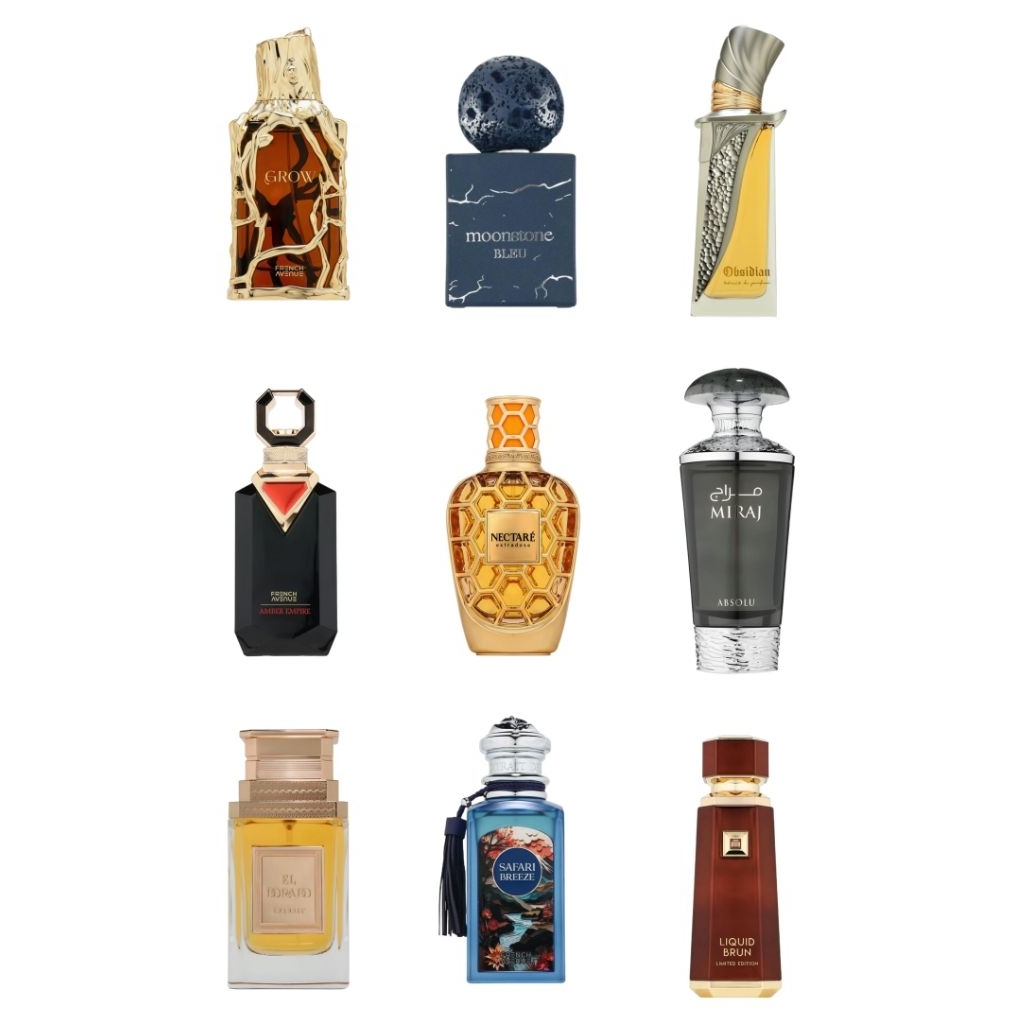 French Avenue Liquid Brun Limited Edition, Amber Empire, Safari Breeze, Grow, Miraj Absolu, NECTARE 