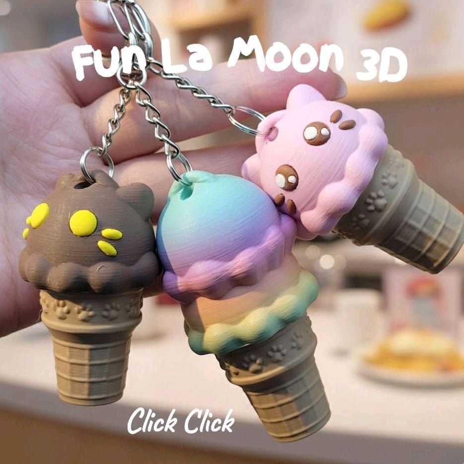 พวงกุญแจไอติมโคน 3D Clicker เลือกสวิตซ์ได้ (ราคาต่อ 1 ชิ้น)