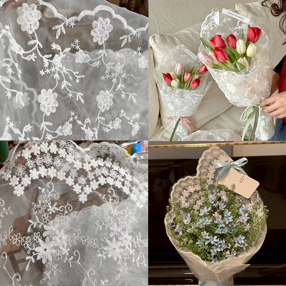 ผ้าลูกไม้ห่อของ ขนาด 130 cm x 90 cm ห่อดอกไม้ หรืองานDIY (D05)