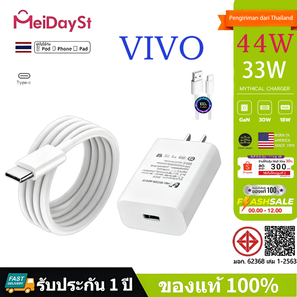[ รับประกัน1 ปี] MEIDAYST VIVO  33W  44W หัวชาร์จ สายชาร์จ fast chager หัวพร้อมสาย ชาร์จด่วน ของแท้ 