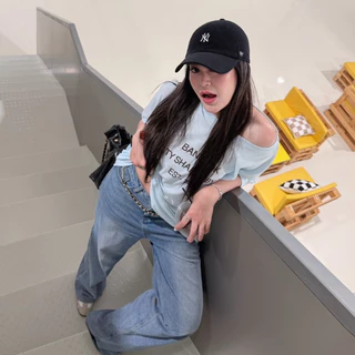 BKK Oversize เสื้อยืดสกรีนโอเวอร์ไซส์ ทรงเบสิค (ผ้ายืดเนื้อนุ่มใส่สบาย) T-Shirt AOMMKOSHOP - S114 เสื้อผ้าผู้หญิง Lady