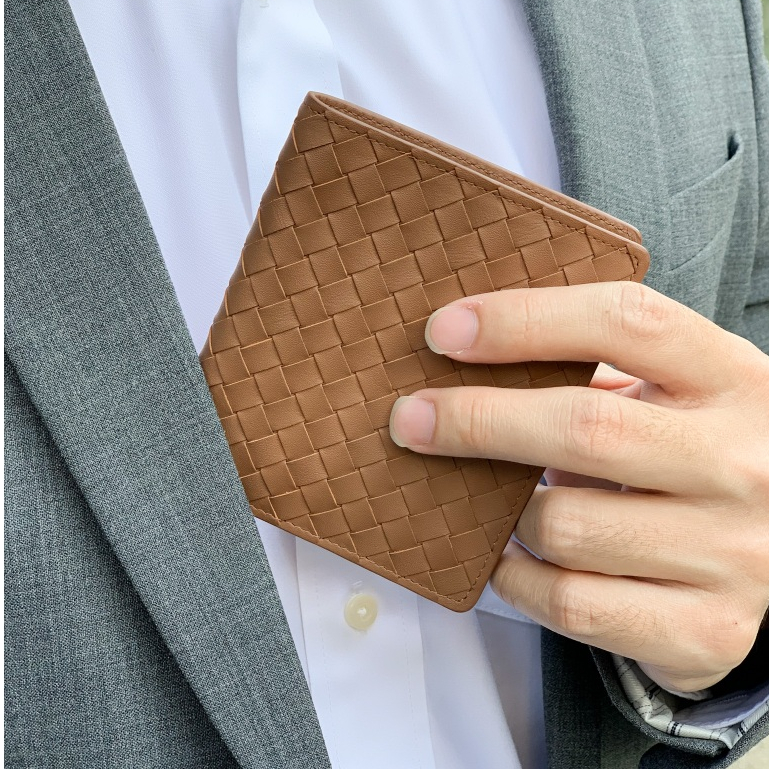 05-173KL01 super slim wallet intrecciato กระเป๋าสตางค์สานหนังแท้ 9 x 10.5 cm