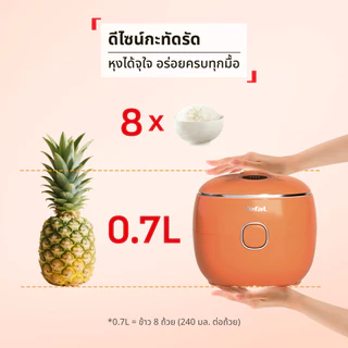 [สินค้าใหม่] หม้อหุงข้าว Tefal Pop Mini Rice Cooker หม้อหุงข้าวดิจิทัล ความจุ 0.7 ลิตร รุ่น RK535