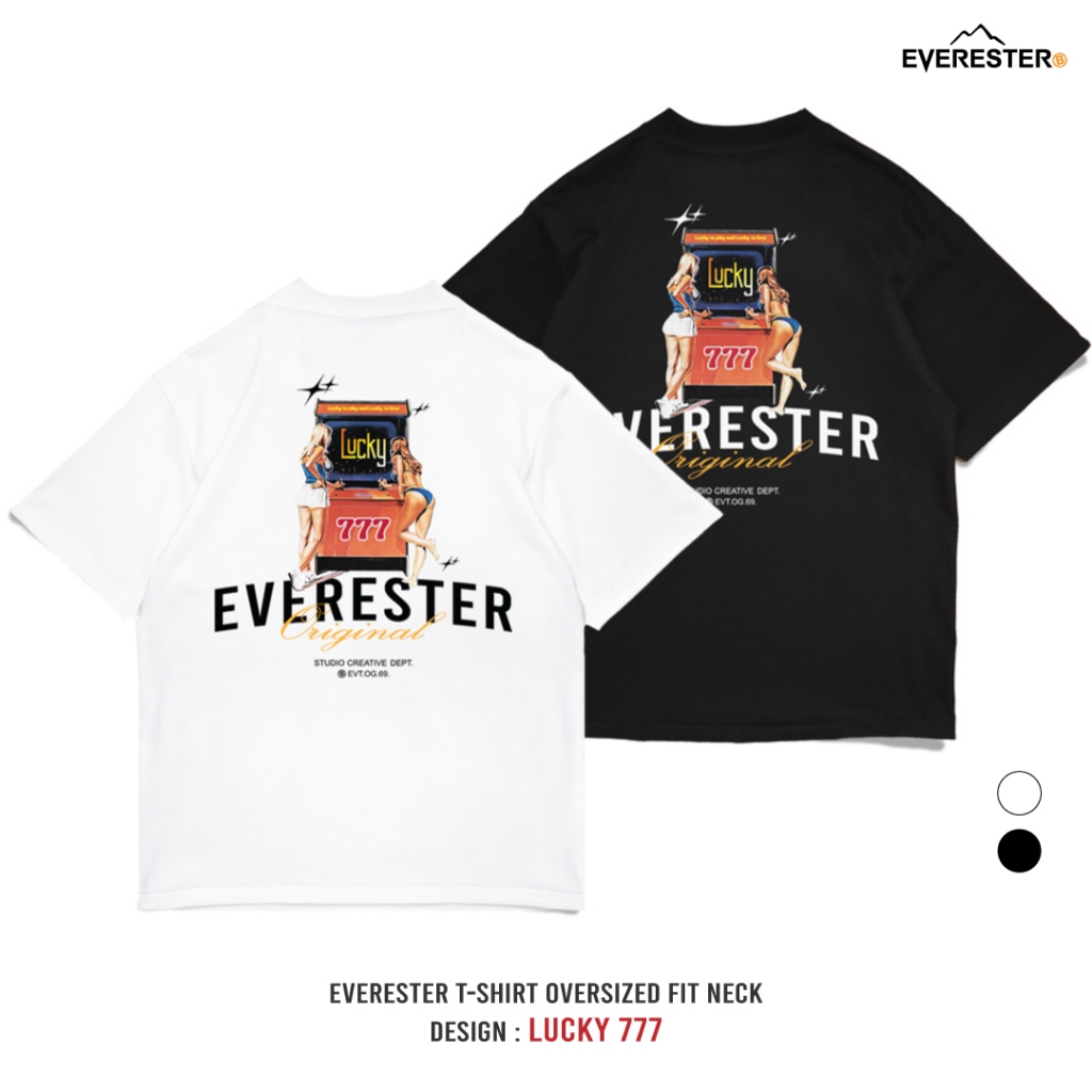 EVERESTER เสื้อยืด เสื้อคอฟิต Oversize | Unisex | Game 777 ดำ ขาว เสื้อผู้ชาย EXP