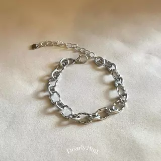 Dearly.Hug - Bracelet สร้อยข้อมือสแตนเลสสีเงิน สินค้าพร้อมส่ง