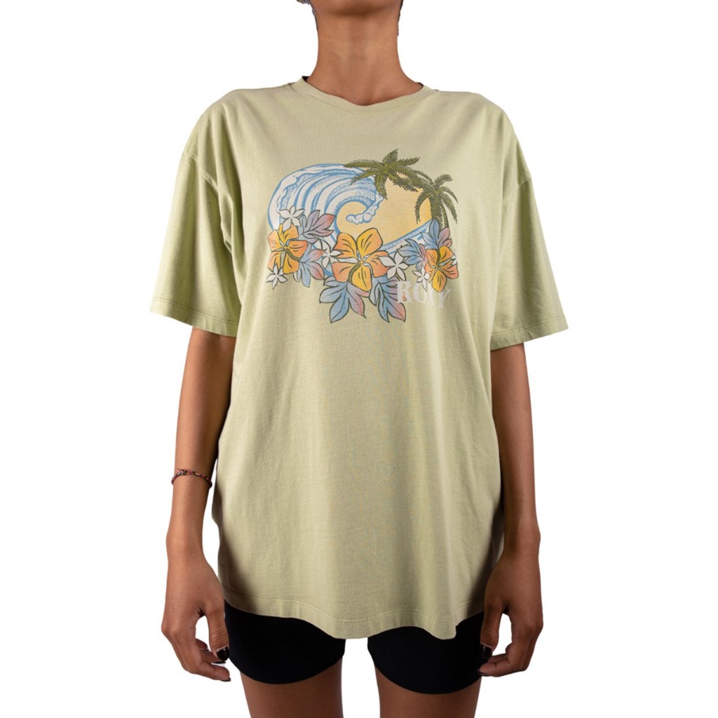ROXY เสื้อยืดผู้หญิง Womens Sunny Waves Tee-Green 254 URJZT03947-GEQ0