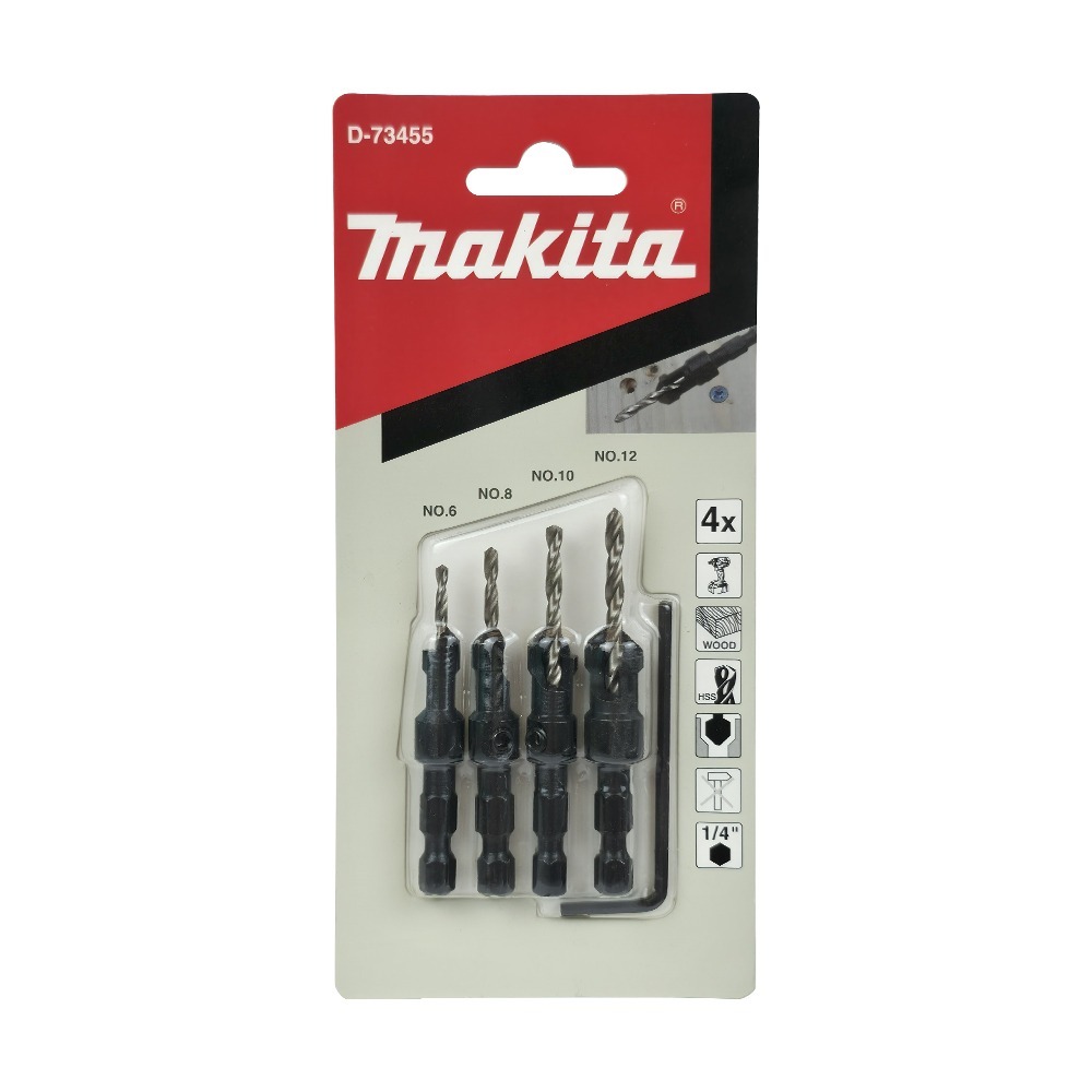 MAKITA ดอกสว่าน+COUNTERSINK 4 ดอก/ชุด D-73455