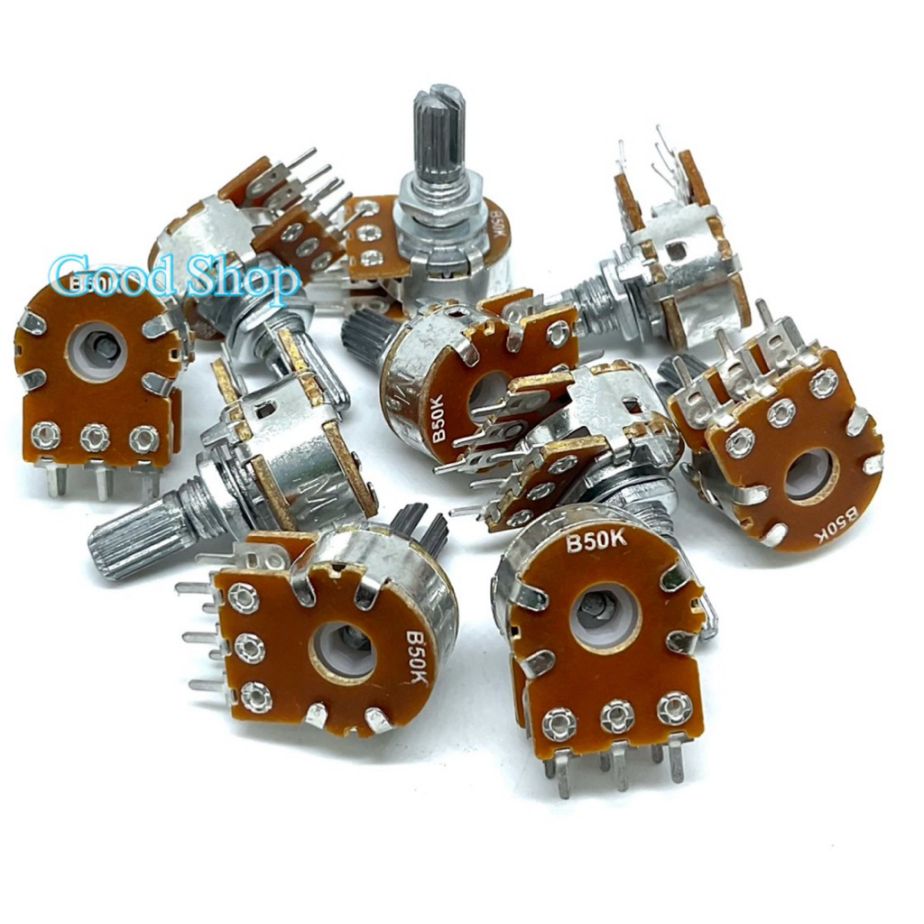 VR วอลลุ่ม 6 ขา VR 2 ชั้น แกนยาว17มิล ตัวต้านทานปรับค่าได้ 1K 2K 5K 10K 20K 50K 100K 250K 500K 1M