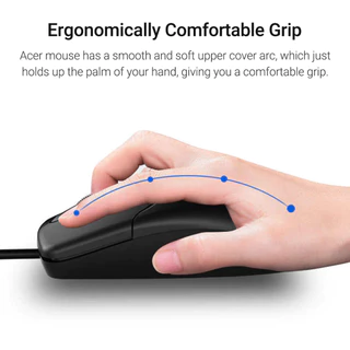 Acer เมาส์มีสาย M117 เสียบแล้วใช้ได้เลย ดีไซน์ไร้เสียง เฟืองปรับสเกล สรีรศาสตร์ Wired Mouse เมาส์