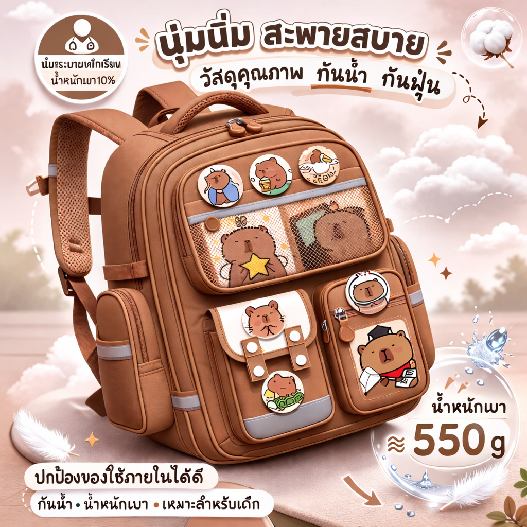 [YL69118] กระเป๋านักเรียนเด็กประถม น้ำหนักเบา กันน้ำ ช่องเยอะ ขนาด 16 นิ้ว สะพายสบาย ทนต่อการใช้งาน พร้อมส่ง