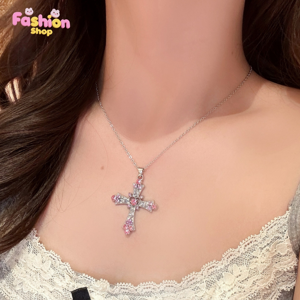 necklace สร้อยคอ จี้ cross ละเอียดอ่อน สไตล์เกาหลี ins แฟชั่น านและเท่ สำหรับผู้หญิง COD