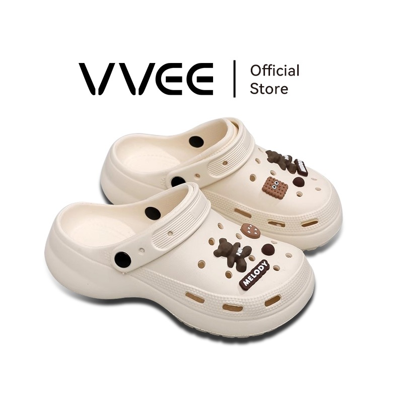 VVEE รองเท้าแตะ crocs Cartoon รองเท้าแตะแบบสวม Sandals EVA ส้นหนา 5 ซม กันลื่นและทนทาน นุ่มสบาย
