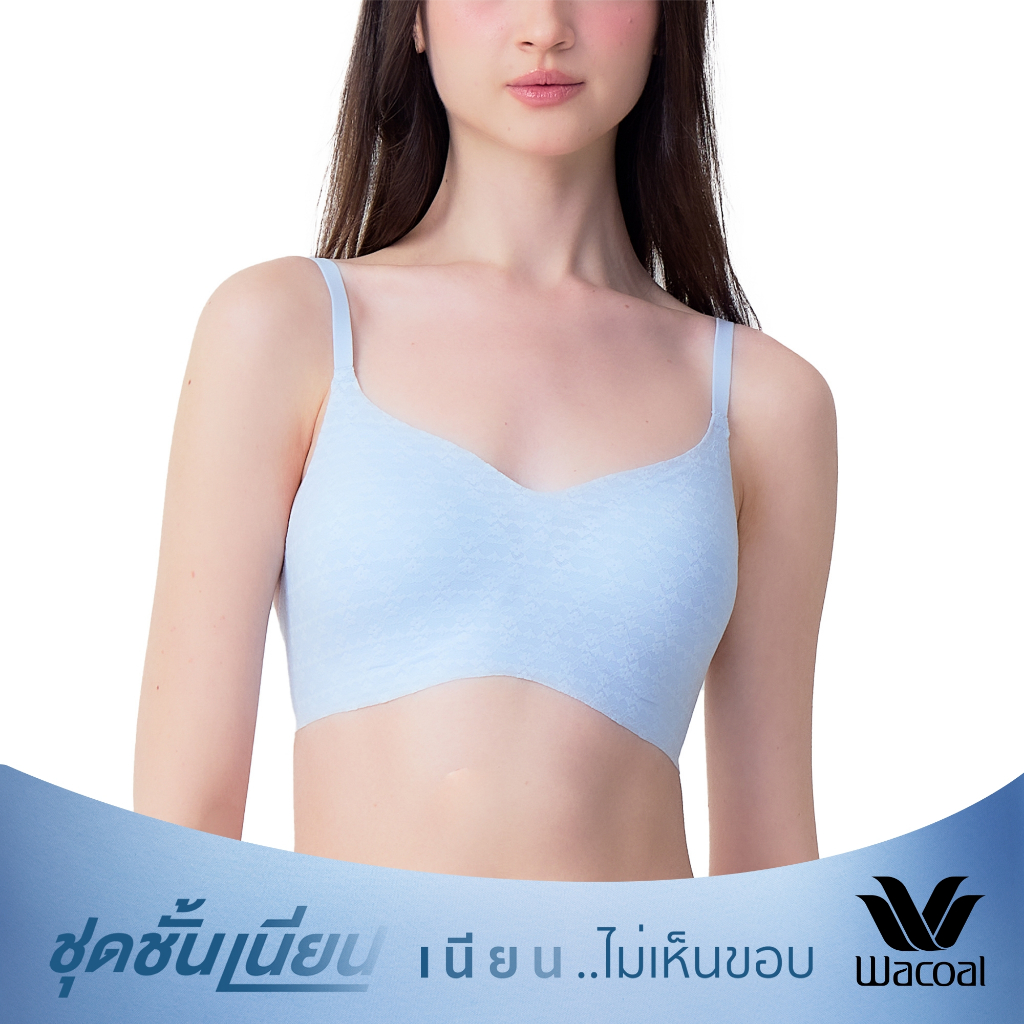 Wacoal Mood Smart Size ชุดชั้นเนียน บราไร้โครง รุ่น MM1Y25 สีฟ้า (SX)