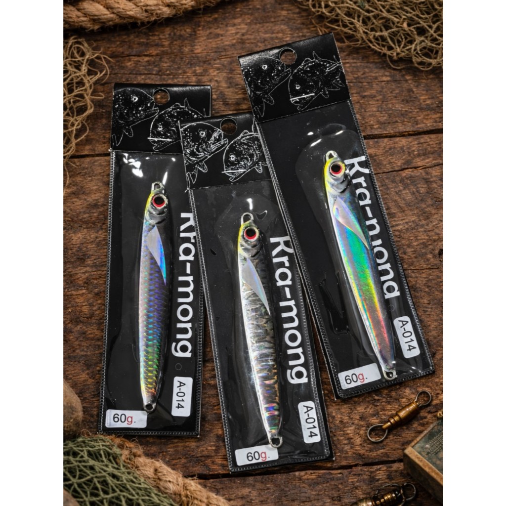 A-014 เหยื่อจิ๊กสีดำ Black Hologram Jig 25g-60g งานทะเล