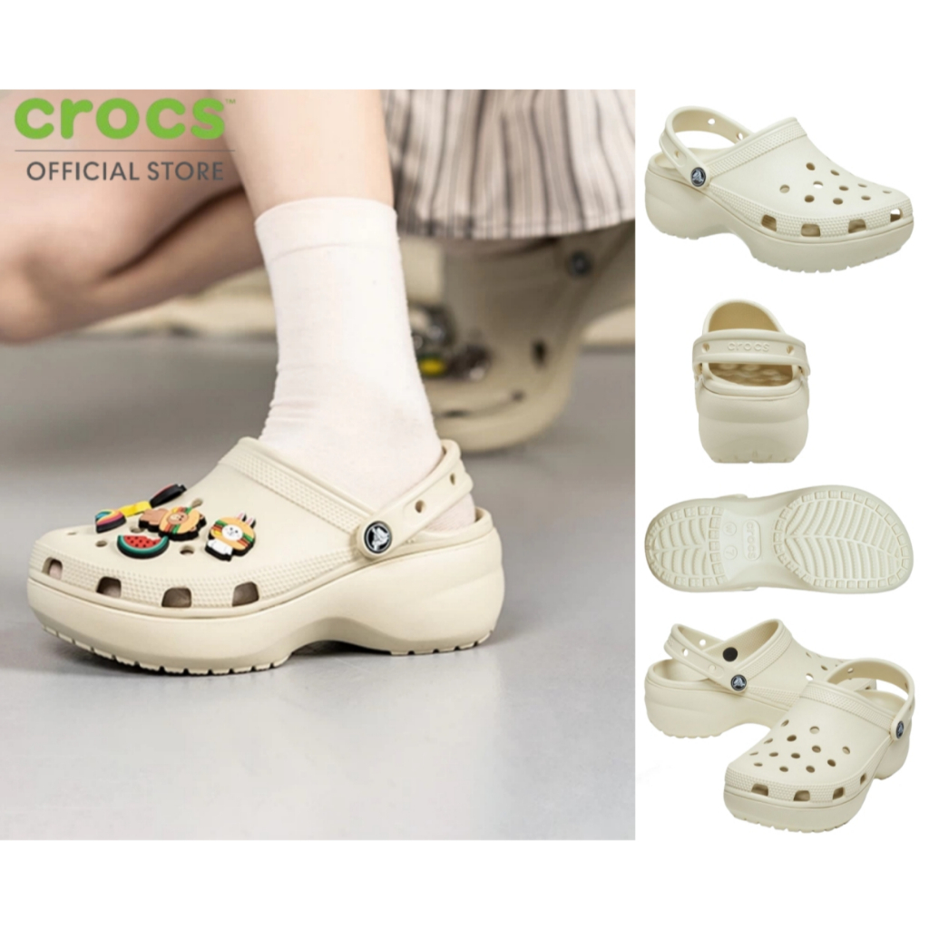 CROCS รองเท้าลำลองผู้หญิง CLASSIC PLATFORM CLOG รุ่น 2067502Y2 - BONE