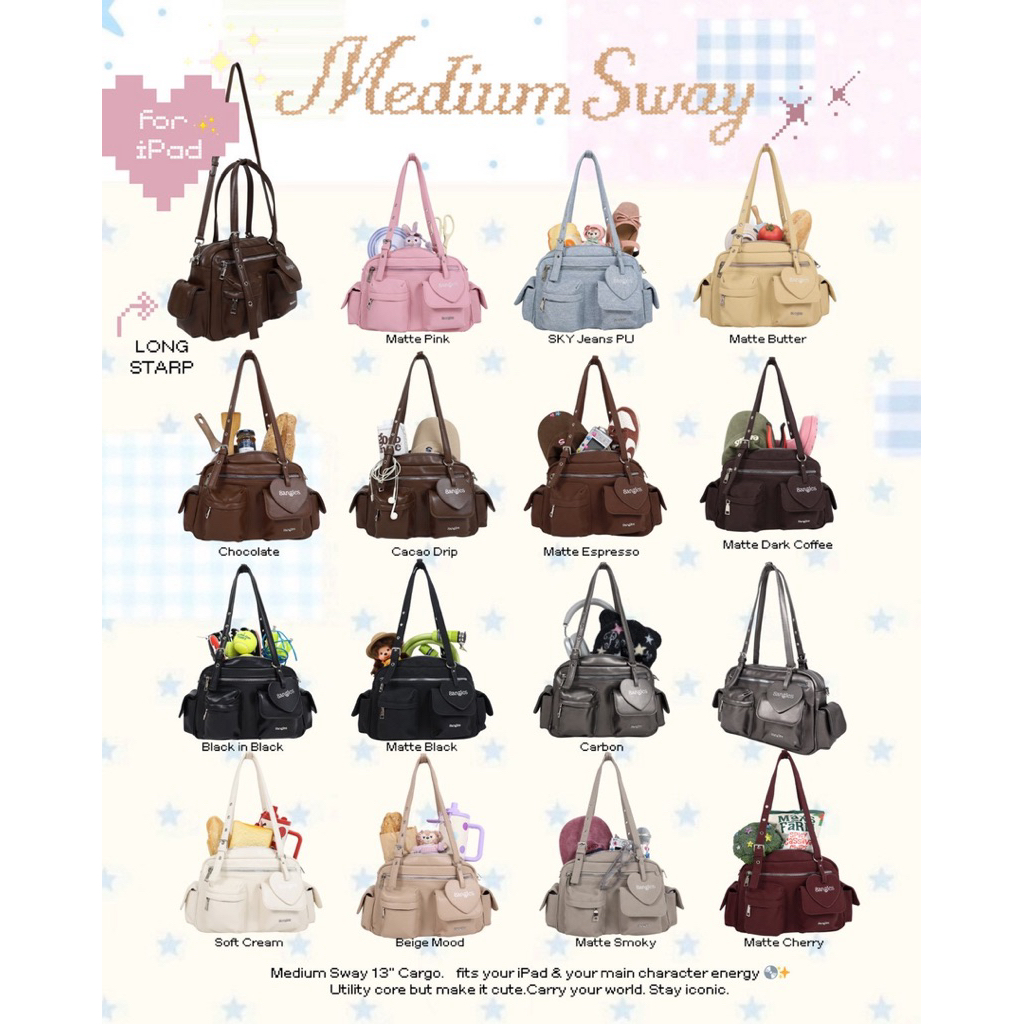 8anglesshop: Medium Sway 🏸 กระเป๋าทรง Cargo 13.5 นิ้ว มีสายยาว ใส่Ipadได้ หนังกันน้ำ กันรอย ✨ E008