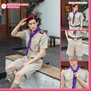 ชุดลูกเสือครูกากีชาย ชุดผู้กำกับลูกเสือชาย คอเชิ้ตแขนสั้น+กางเกง(ขายแยกชิ้น)
