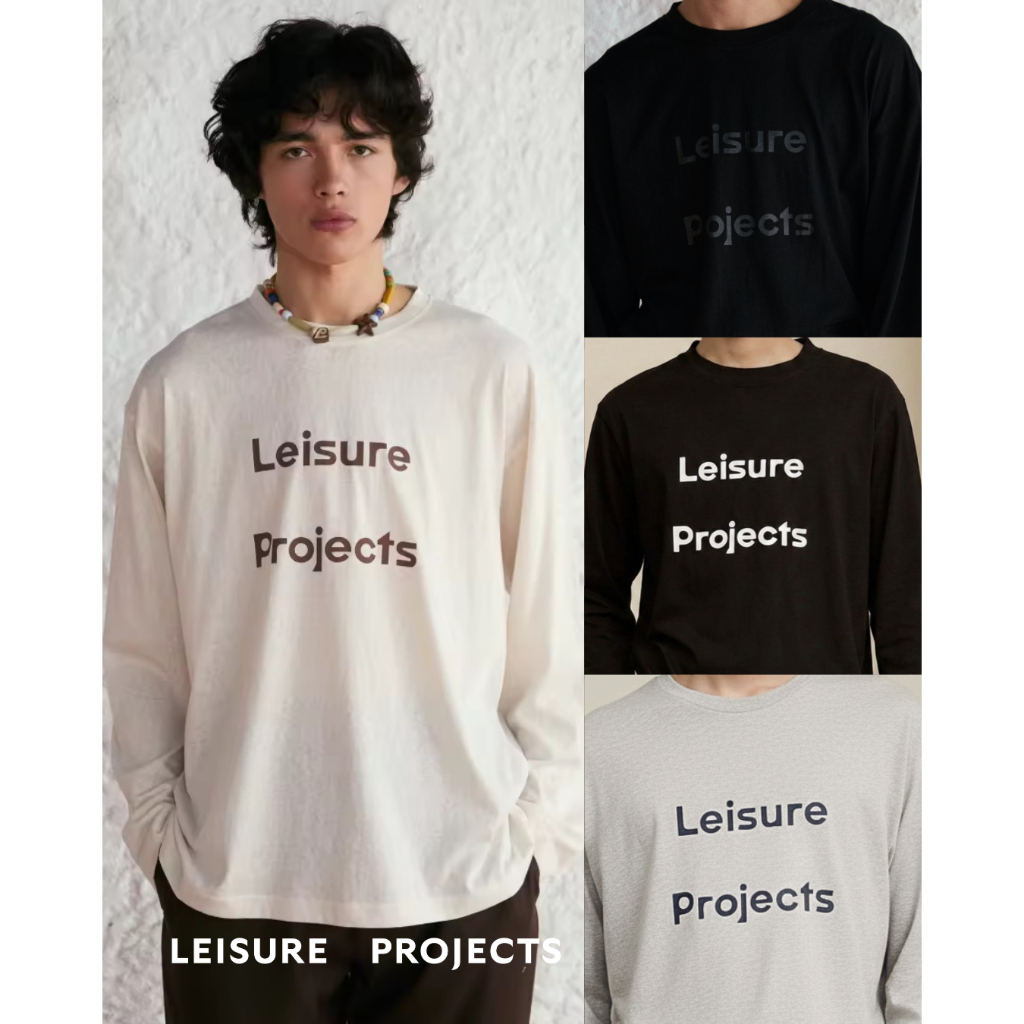 (Leisure Projects) LEISURE LOGO TEE เสื้อเเขนยาว ผ้าทอลายสลาฟ มี texture การทอน่าสนใจ พิมพ์โลโก้ Lei