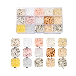[พร้อมส่ง] เซตลูกปัด 15 ช่อง ลูกปัดมโนราห์ ลูกปัดทราย คุมโทนสี DIY ทำสร้อยข้อมือ สายคล้องแมส ของขวัญเด็ก