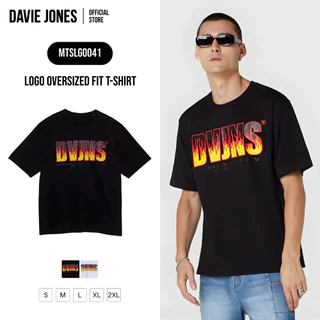 DAVIE JONES [BE FEARLESS] เสื้อยืดผู้ชาย Logo Oversized Fit T-Shirt สีดำ ขาว LG0041