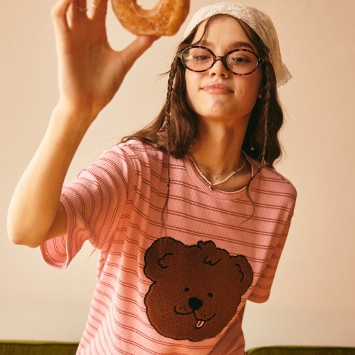 lookbookpetite little benny t-shirt (adult) pink stripe