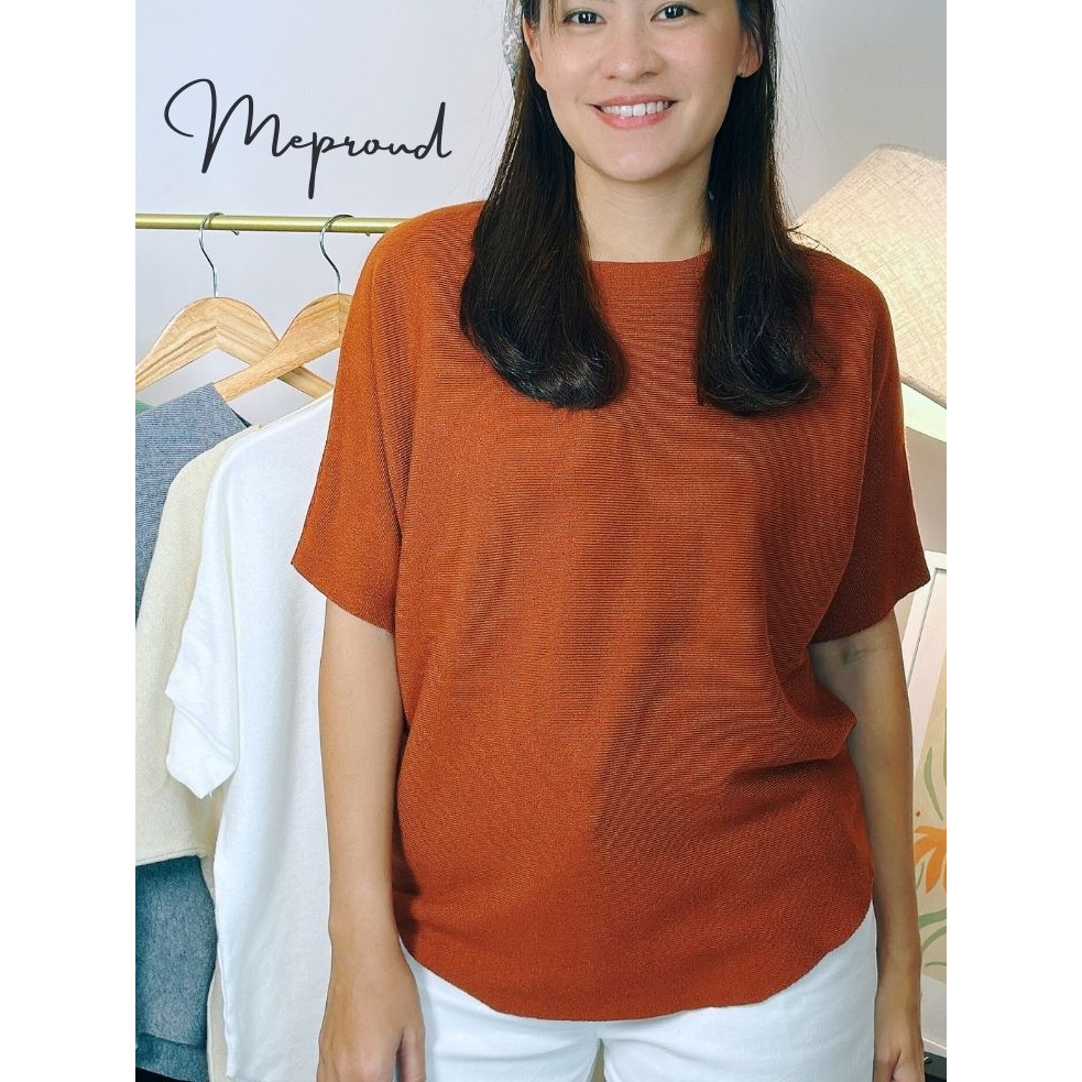 [Meproud]เสื้อยืดไหมพรมรุ่นค้างคาวแขนสั้น ฟรีไซส์ ผ้านิ่มใส่สบาย สินค้าพร้อมส่งในไทย