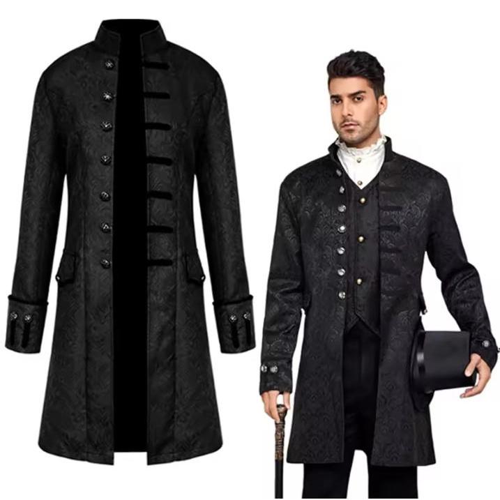 ชุดแจ็คเก็ตยุคกลาง เด็กชาย เจ้าชาย Jacquard ยืนคอคอ Larp Vicking วิคตอเรีย Renaissance เวที Performace เสื้อแจ็คเก็ต