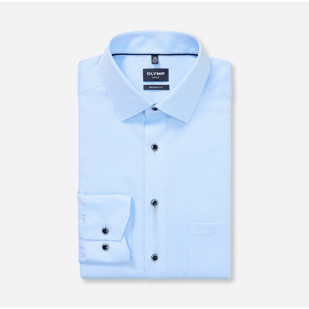 OLYMP LUXOR SHIRT เสื้อเชิ้ตผู้ชายแขนยาว ทรงตรง  Modern Fit สีฟ้า SPRI26