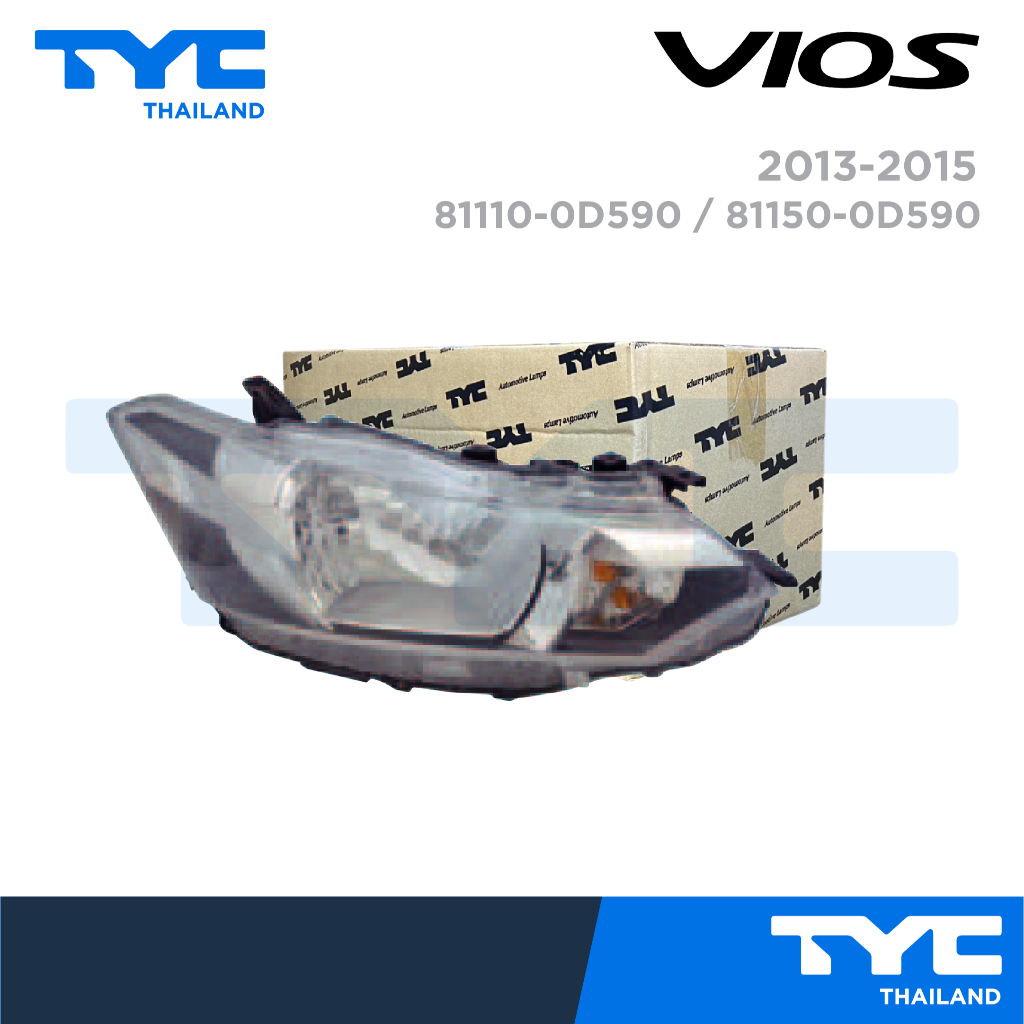 โคมไฟหน้า TYC สำหรับรถยนต์ TOYOTA VIOS รุ่นปี 2013-2015 ซ้าย (LH) / ขวา (RH)