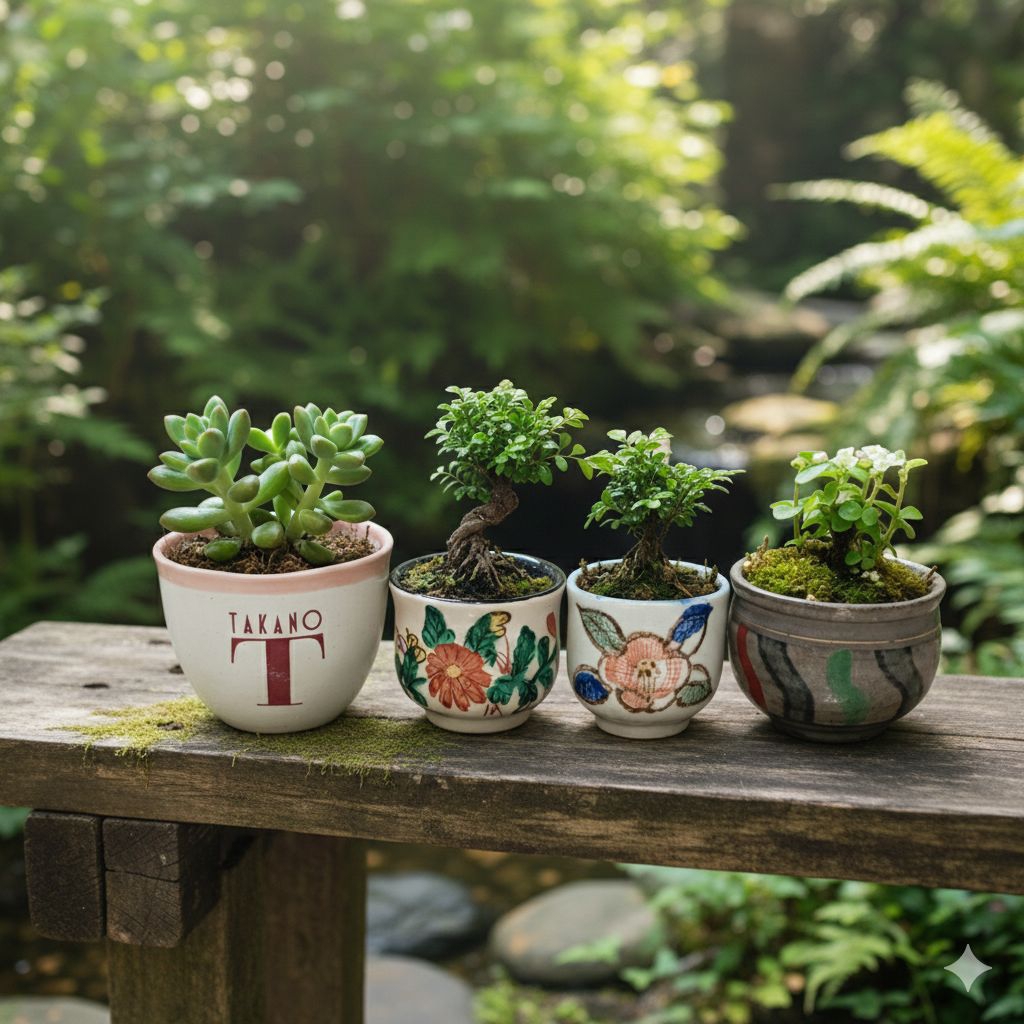 กระถางจิ๋ว กระถางเซรามิกญี่ปุ่นมือสอง กระถางต้นไม้ stock A1