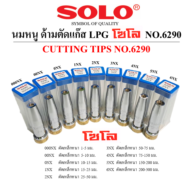 SOLO นมหนูสำหรับด้ามตัดแก๊ส LPG NO.6290 CUTTING TIPS (มีตัวเลือก 9 ขนาด)