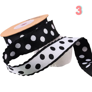 Ribbon R5 Polka Pop 🎀 ขอบหยัก 20 สีสดใส 🌈 2.5cm สองด้าน ลายจุดสุดคิ้วท์ ✨