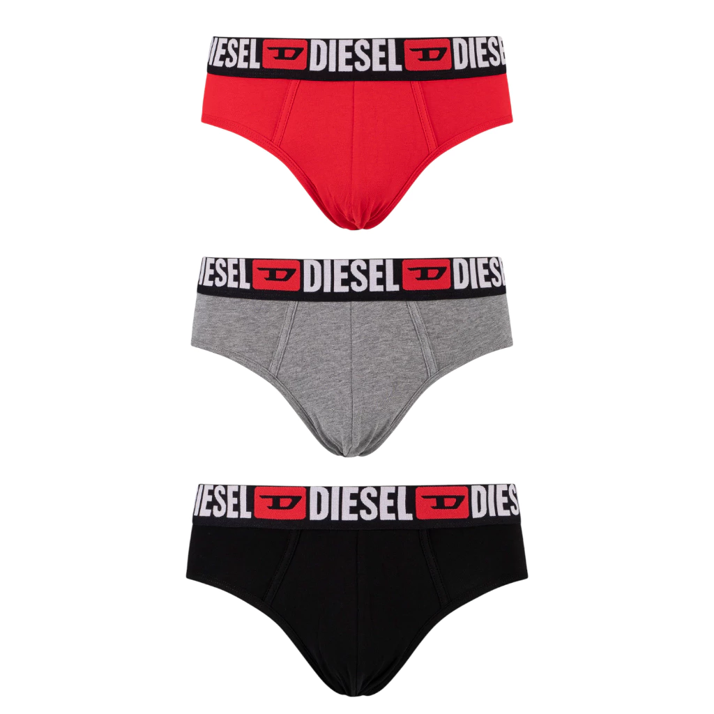 กางเกงในชาย [ขอบดำ-E5326] Diesel Umbr-Andrethreepack Briefs RED/GREY/BLACK