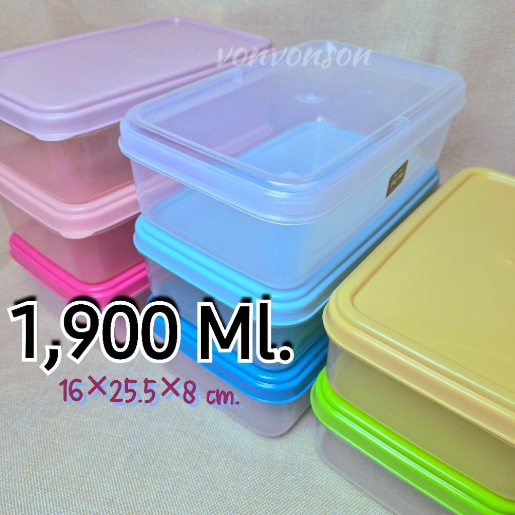 The Box 1900 ml. ราคาถูก กล่องพลาสติกใส /สี (16×25.5×8cm.) กล่องอเนกประสงค์ อาหาร จัดเก็บระเบียบเรียบร้อย ส่งทันที