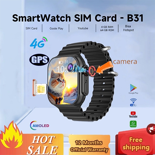 【360° Camera】 4G SIM SmartWatch B31สามารถดูYouTube WiFi Playstore หน้าจอสัมผัส2.06นิ้วNFCกันน้ำ IP68