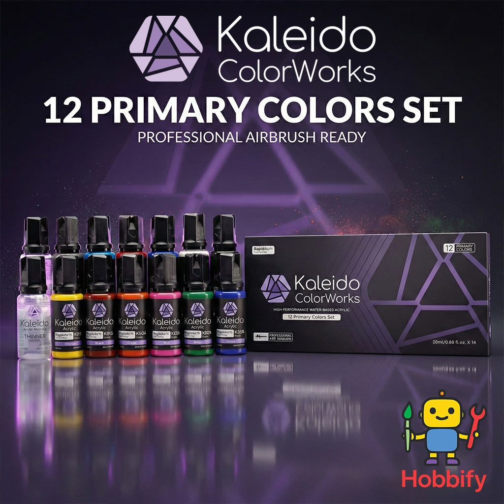 Kaleido ColorWorks 12 Primary Colors Set | ชุดสีอะคริลิคสูตรน้ำ ไร้กลิ่น 12 แม่สีพื้นฐานระดับโปร 🎨✨