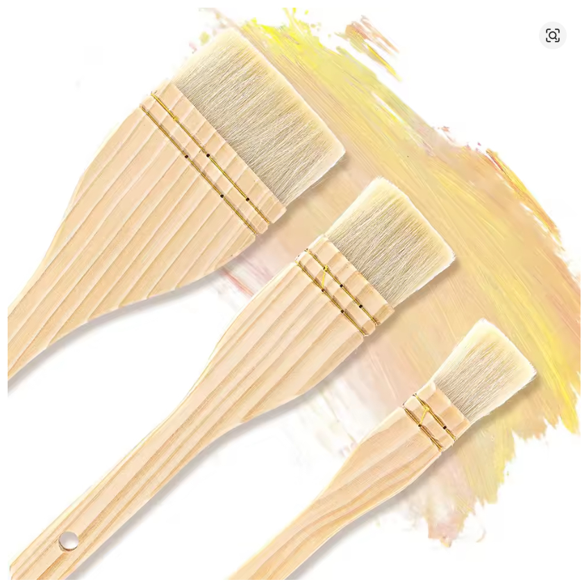พู่กันเฮกขนแพะนุ่มเซ็ท 3 ด้าม สำหรับงานศิลปะสีน้ำ 3pcs Flat Hake Paint Brushes, Soft Goat Hair Bru