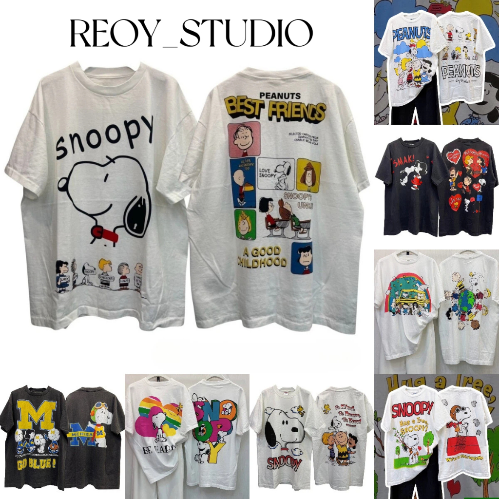 (จัดส่งตลอด 24 ชั่วโมง）REOY_STUDIO♥ เสื้อยืดผ้าฝ้าย Oversize แฟชั่นสไตล์เกาหลีT-Shirtโอเวอร์ไซส์สกรีนลายสวยงามพิมพ์คอกลม