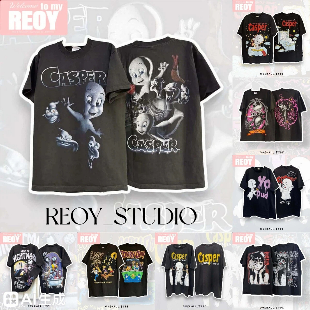 REOY_STUDIO♥ฮาโลวีน เสื้อยึด ผ้าเทคโนโลยี Sorona จากอเมริกา พิมพ์ลาย  เสื้อยืด oversize เหมาะ ผู้หญิง และ ผู้ชาย #200