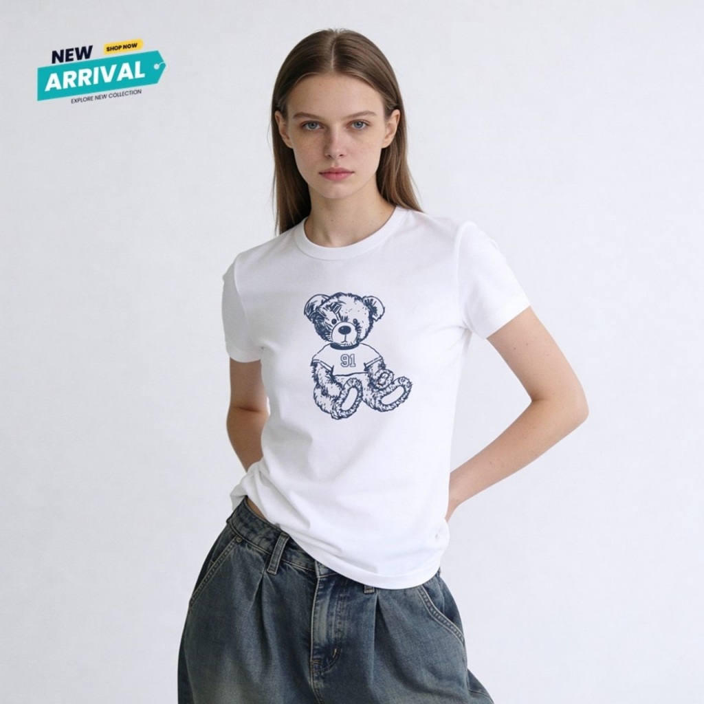 ESP เสื้อทีเชิ้ต เฟรนช์ชี่ ผู้หญิง สีขาว | Frenchie T- shirt | 06429