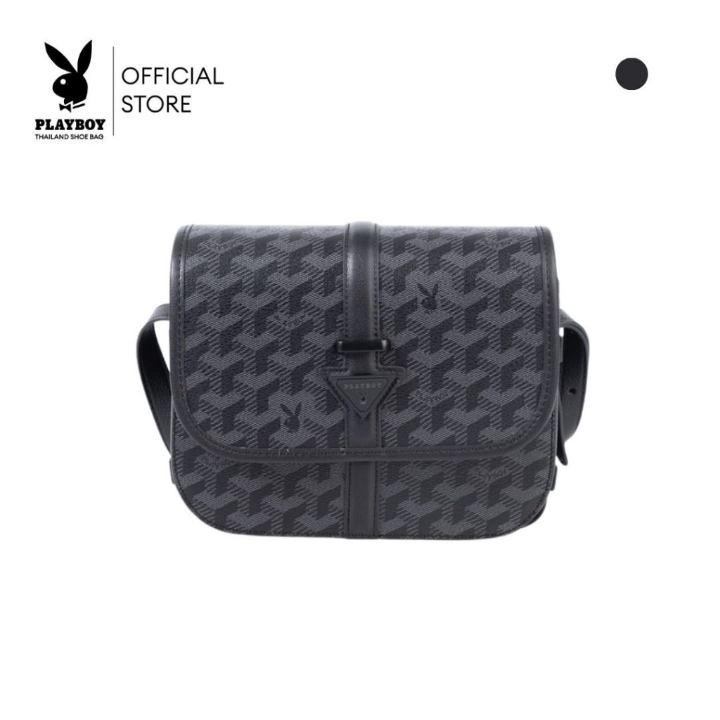 PLAYBOY รุ่น Matin Crossbody Bag กระเป๋าสะพายข้าง รหัส ST-B261PBM339-BK ดีไซน์ลาย Monogram