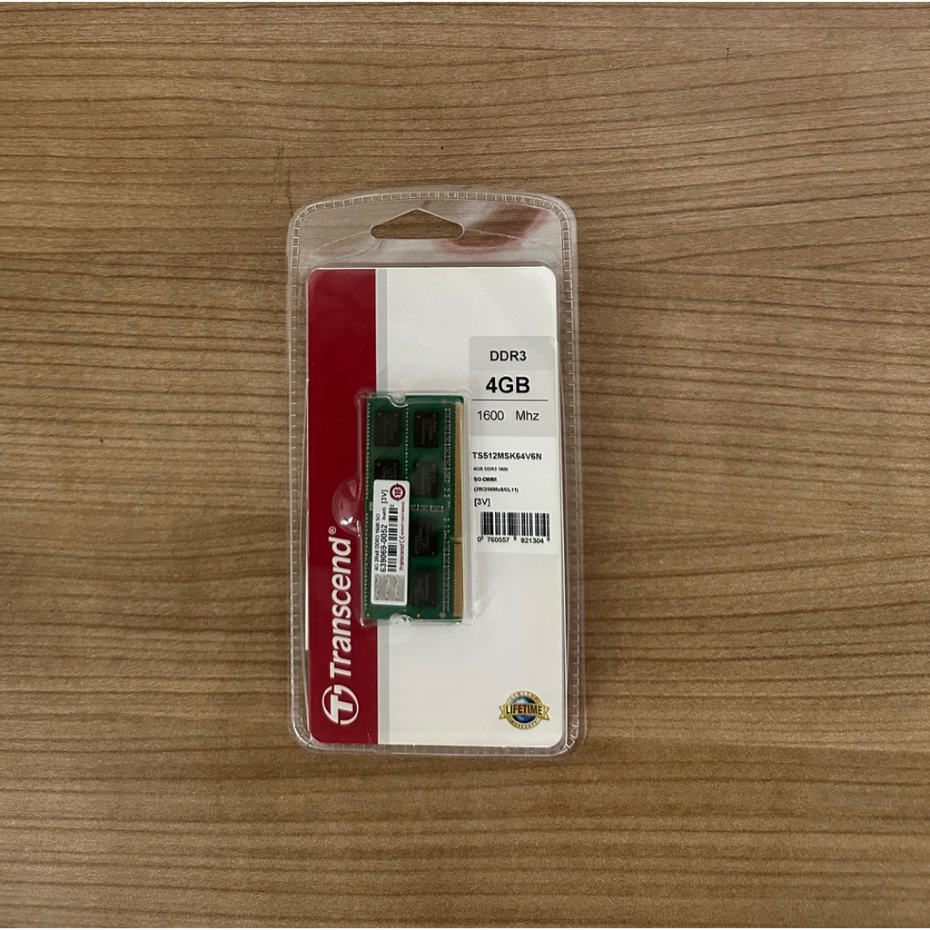 Ram  Notebook มือสองประกันศูนย์ Transcend 4GB DDR3 1600MHz SO-DIMM รุ่น TS512MSK64V6N / แรมสภาพดี / 
