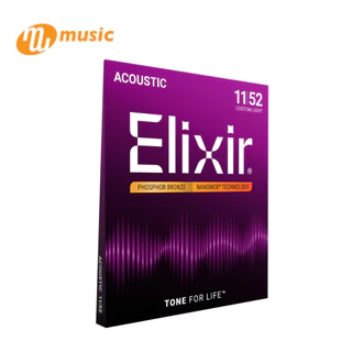 (ของแท้) สายกีตาร์โปร่ง ELIXIR PHOSPHOR BRONZE NANOWEB COATING,CUSTOM LIGHT(.011-.052) #16027