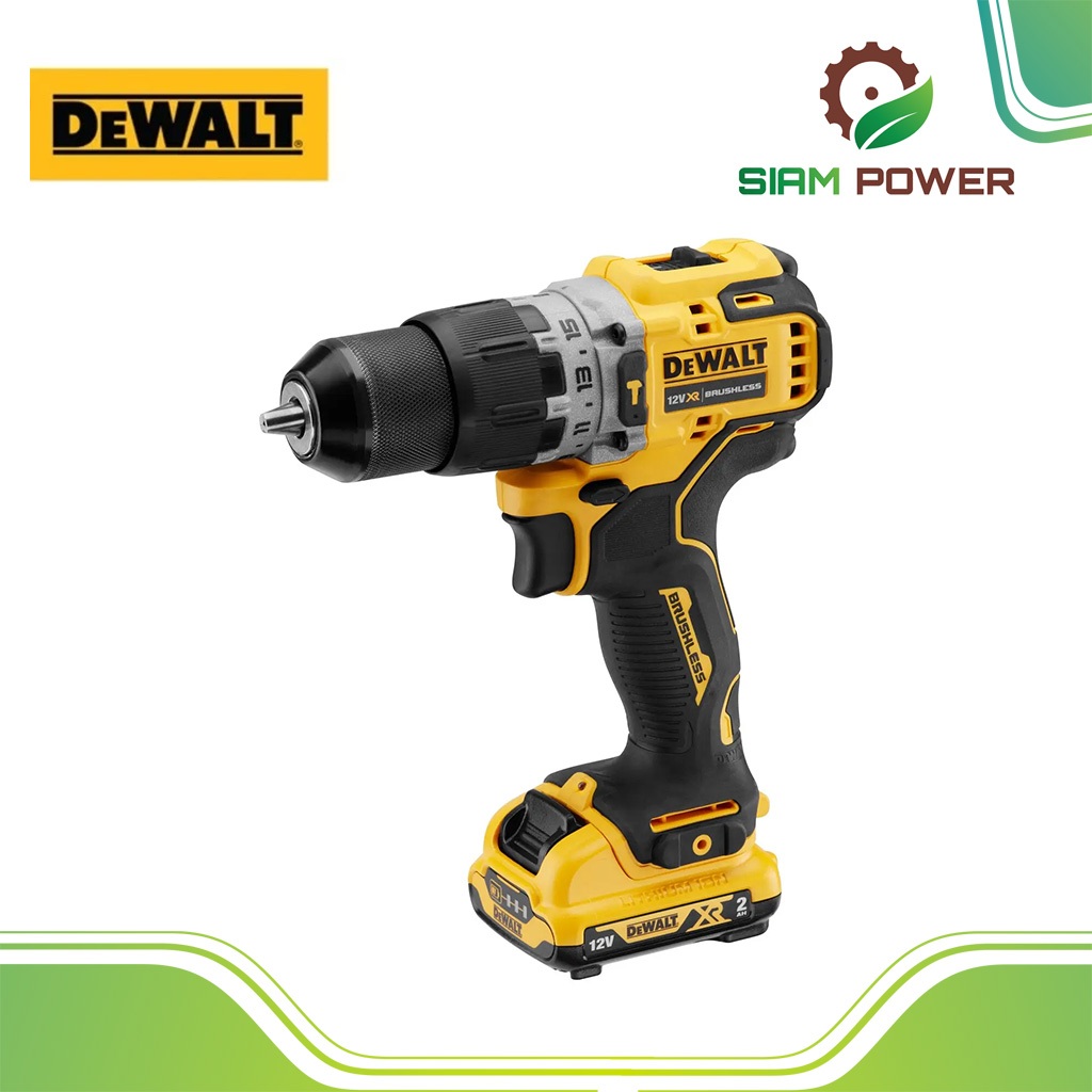 สว่านกระแทกไร้สาย 12V 47.5 Nm. Brushless DEWALT รุ่น DCD706D2A-B1 (รวมแบต 2 Ah x 2)