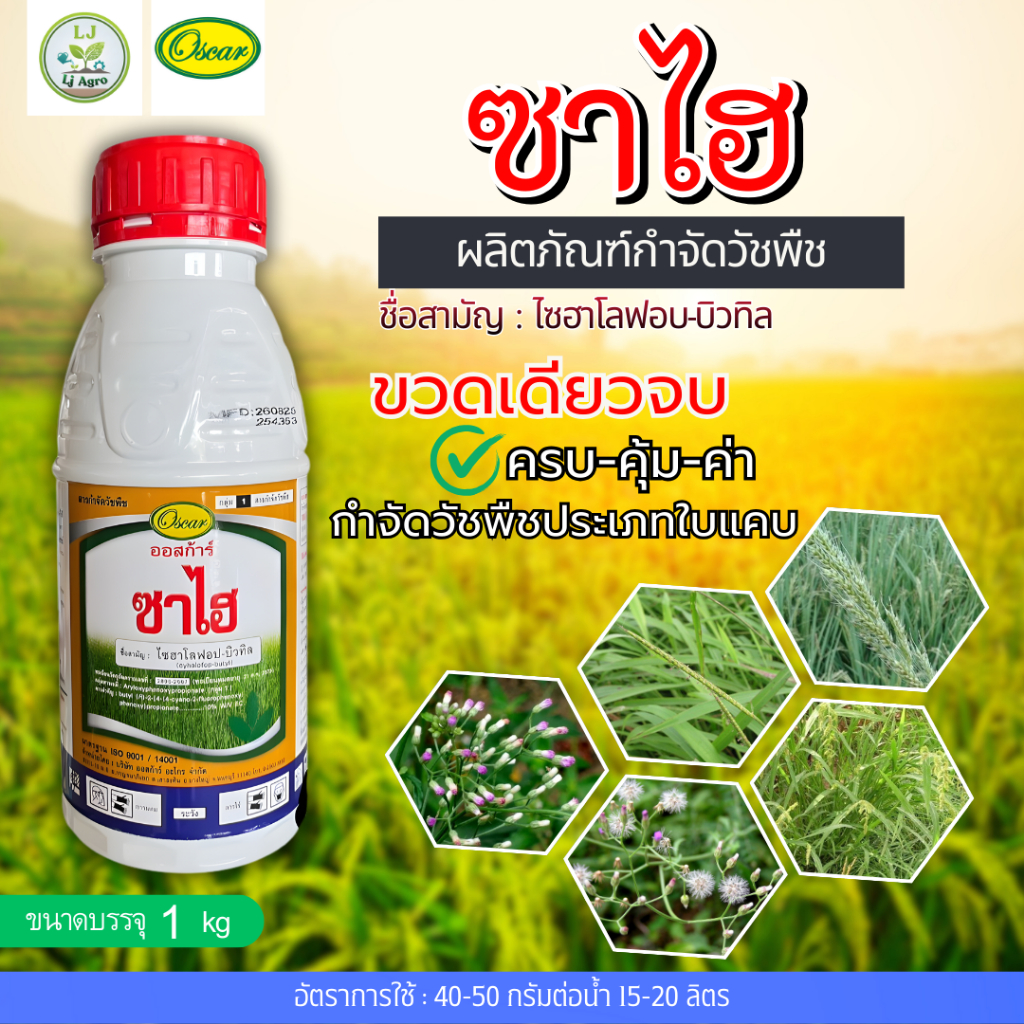 ไซฮาโลฟอบ-บิวทิล ซาไฮ ขนาด500ซีซี เก็บหญ้าใบแคบในนาข้าว หญ้าดอกขาว หญ้าข้าวนก(ตราออสการ์)#แอลเจอะโกร