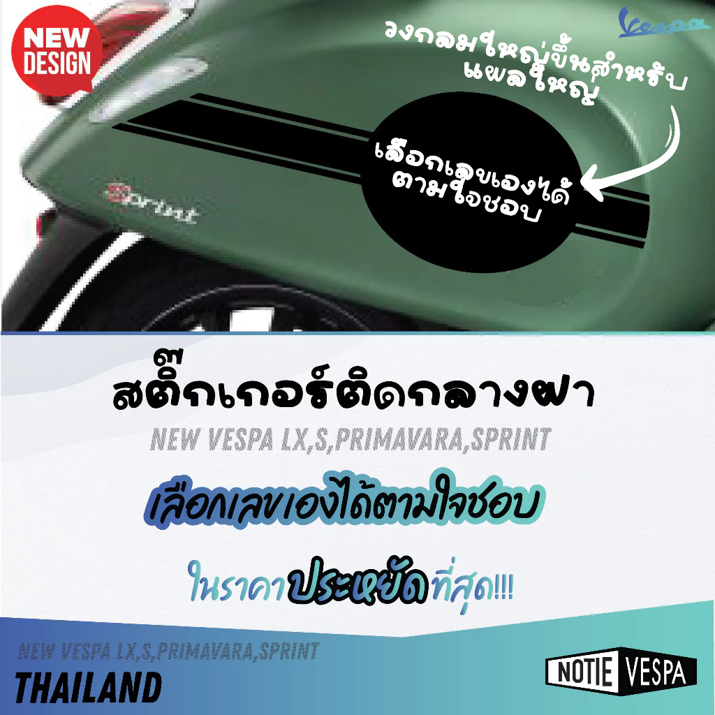 สติ๊กเกอร์ติดกลางฝา Vespa เลือกเลขได้ thumbnail 4