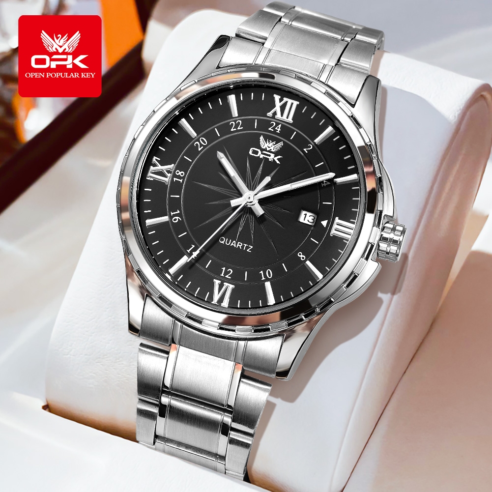 OPK นาฬิกา ผู้ชาย แฟชั่น watch 100% แท้ กันน้ำ สแตนเลส สายนาฬิกา ควอตซ์