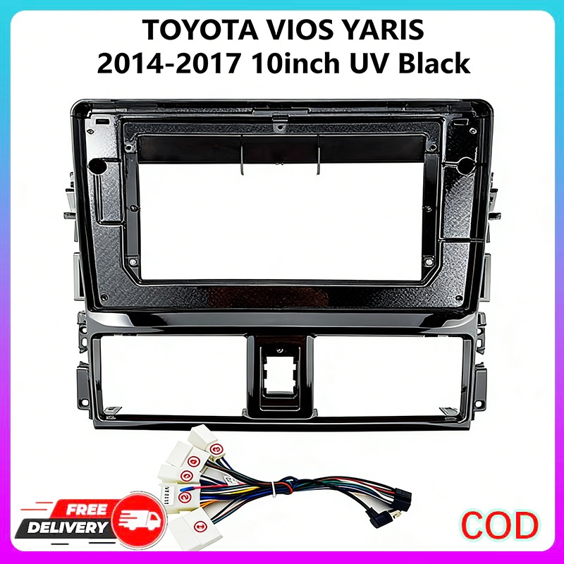 หน้าใส่จอแอนดรอย 10 นิ้ว พร้อมปลั๊กไฟ 16pin ตรงรุ่น Vios 2013-2017 & Yaris 2013-2017 ติดตั้งง่าย