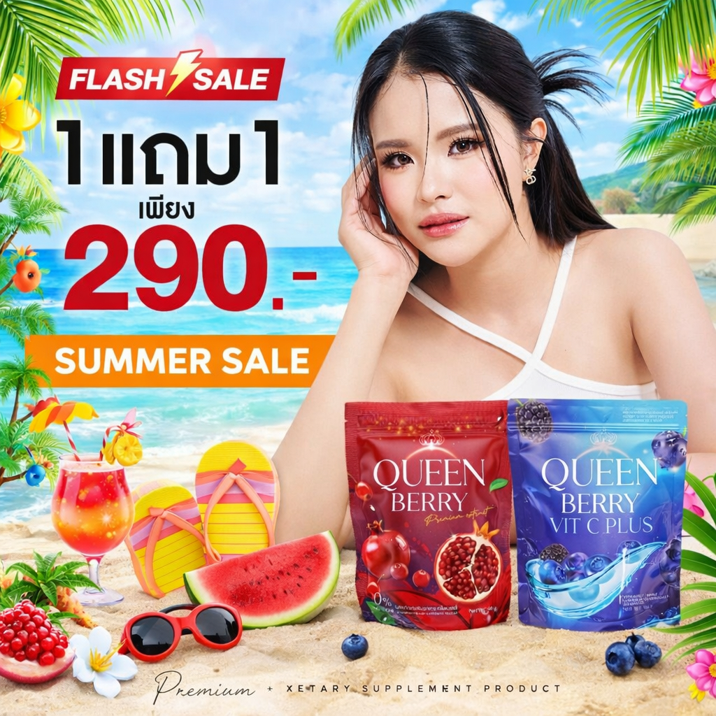 1 แถม 1 Queenberry น้ำชงควีน น้ำชงควีนเบอรี่ ผู้หญิง ควีนเบอรี่ ปรับสมดุลฮอร์โมน ผิวใส ออร่า คอลลาเจนผิว