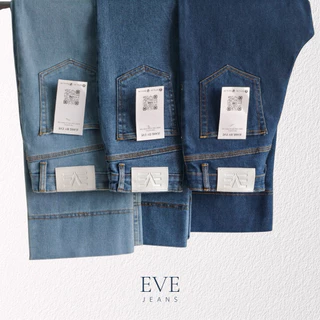 ยีนส์ป้ายEVE รหัส 5505 ทรงกระบอกกลาง ขาเต่อ แต่งปลายขาเย็บตัดต่อ ผ้ายืดนุ่ม